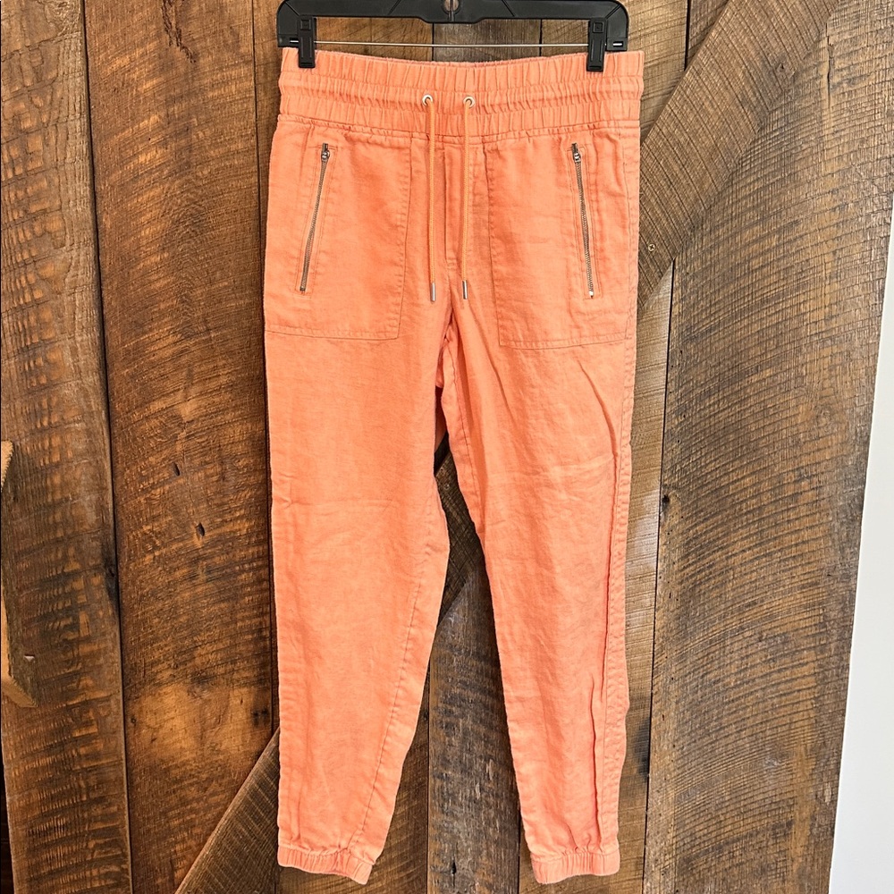 Athleta Peach 100% linen Textured Jogger Pants ~Size 4